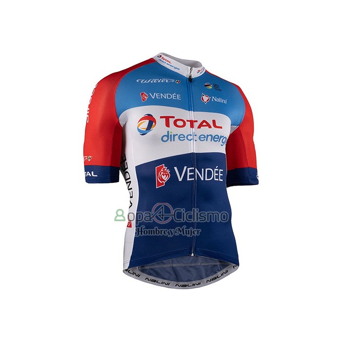 Direct Energie Ropa Ciclismo Culotte Corto 2021 Hombre Mangas Cortas Azul Rojo Blanco